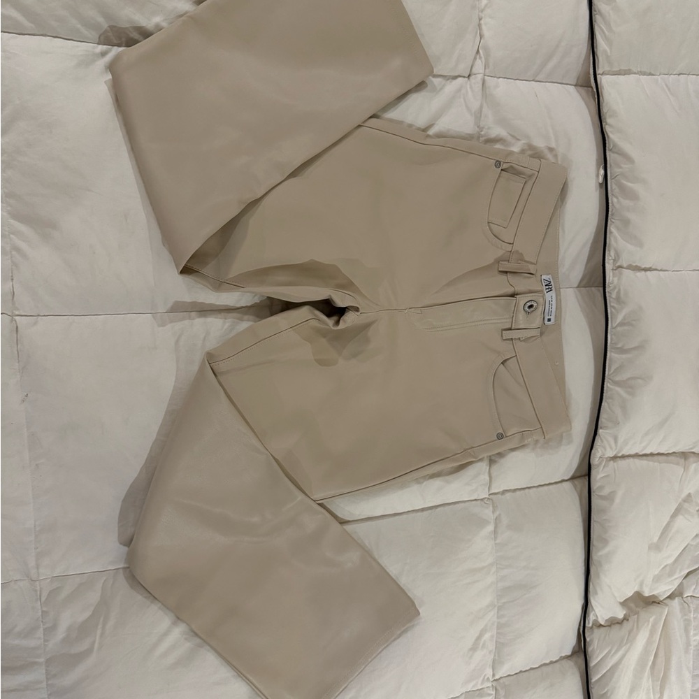 Zara Tan Pleather Woman’s Pants